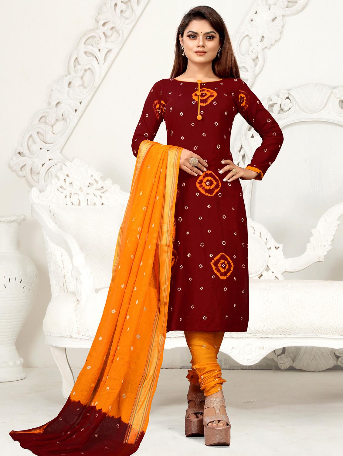 round neck unstitched churidaar suits - 20029490 - Zoom Image - 0