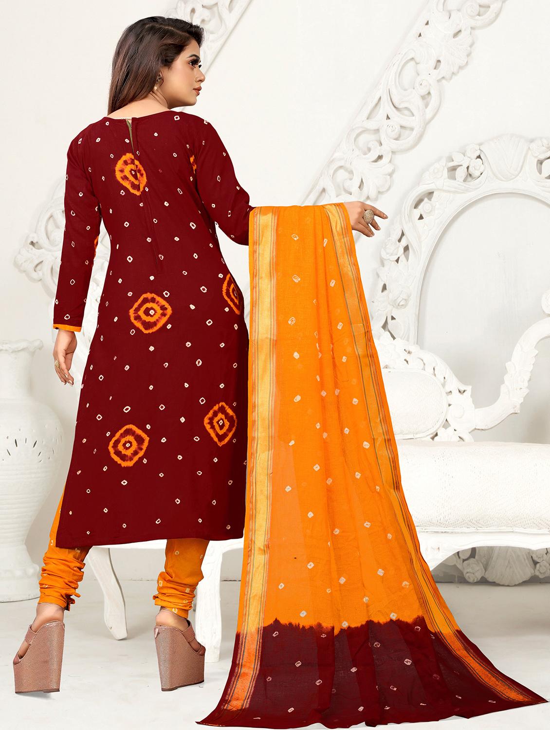 round neck unstitched churidaar suits - 20029490 - Standard Image - 3