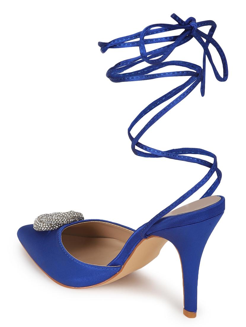 blue lace-up stiletto sandals - 20029612 - Standard Image - 3