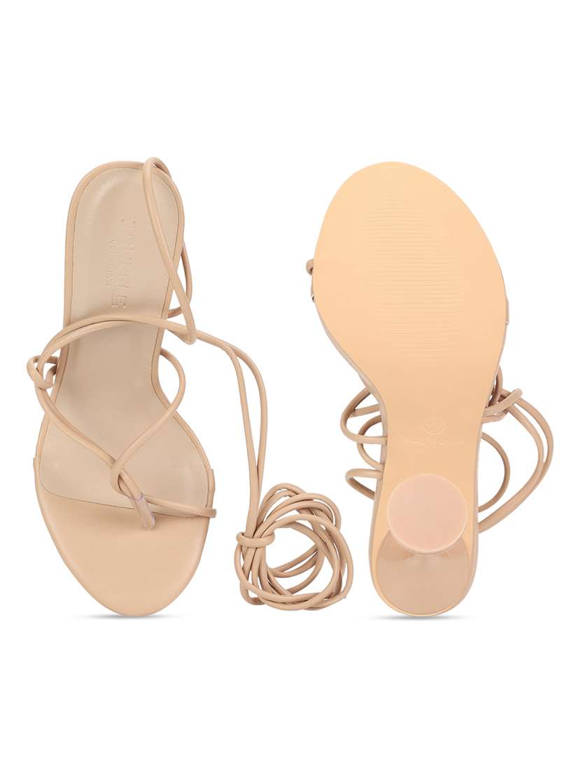 nude lace-up stiletto sandals - 20029628 - Standard Image - 5