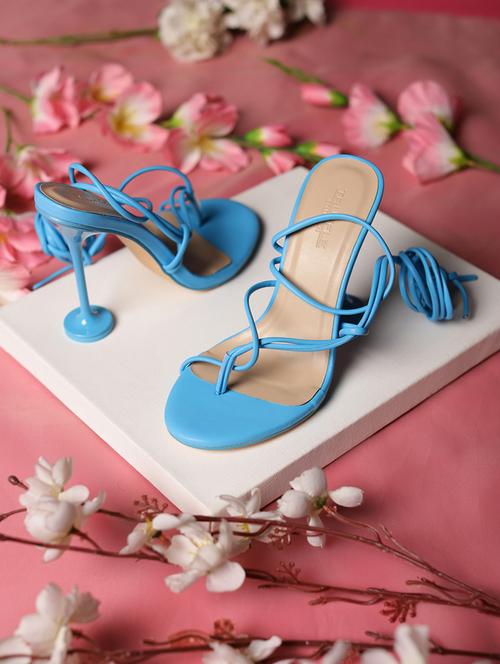 blue lace-up stiletto sandals - 20029629 - Standard Image - 0