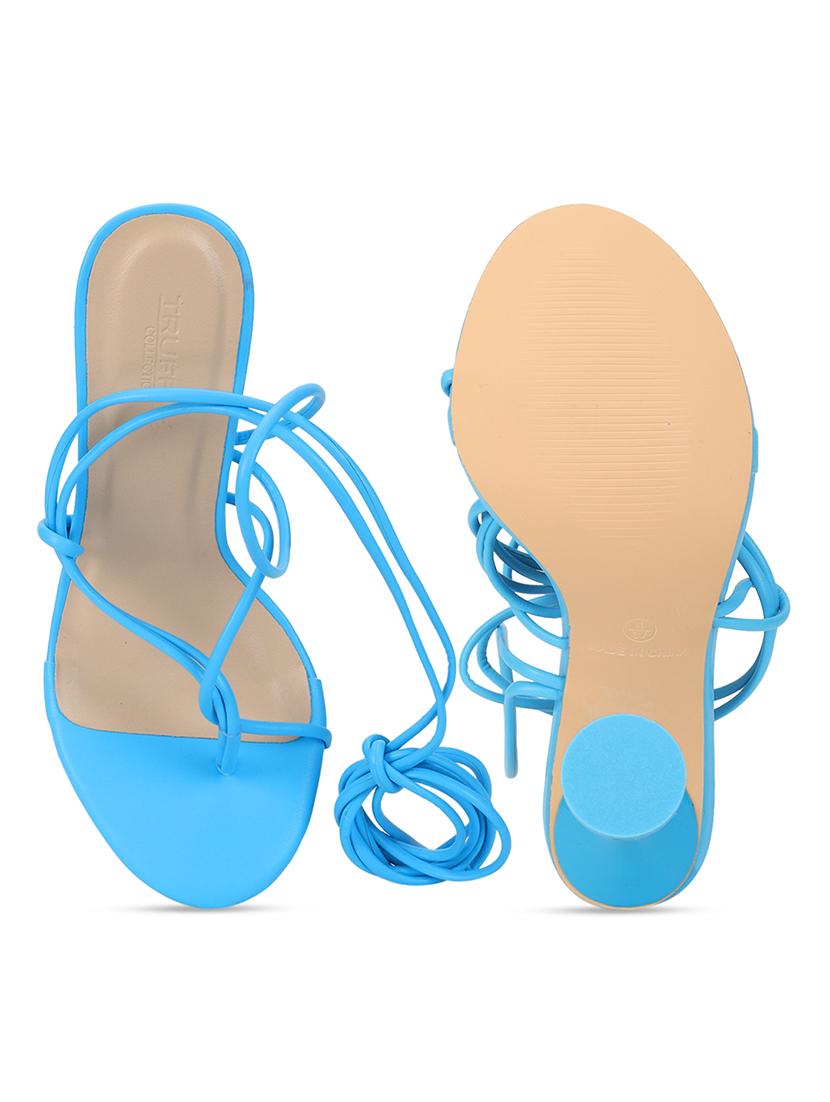 blue lace-up stiletto sandals - 20029629 - Standard Image - 5