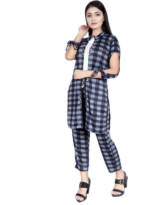 blue checks regular jacket - 20030135 - Standard Image - 0
