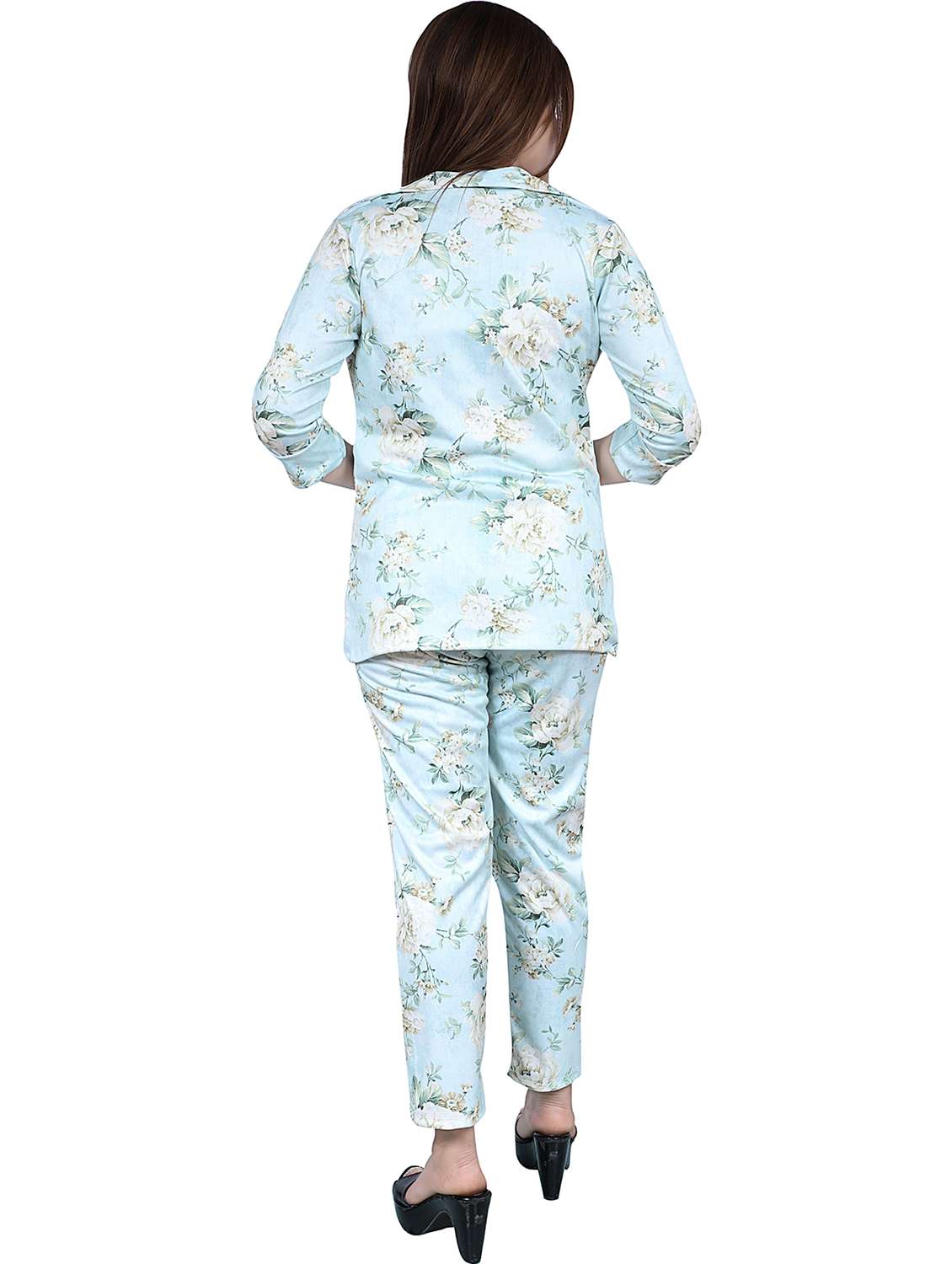 blue printed single breast blazers - 20031208 -  Standard Image - 3