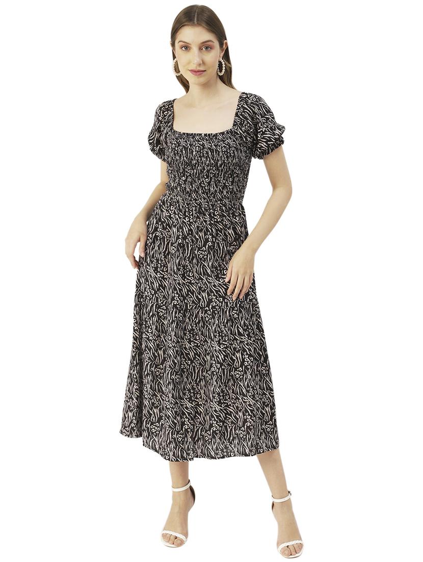 women's fit & flare printed dress - 20031226 - Zoom Image - 0