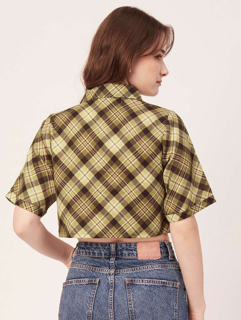 green cotton crop shirt - 20031244 -  Standard Image - 3