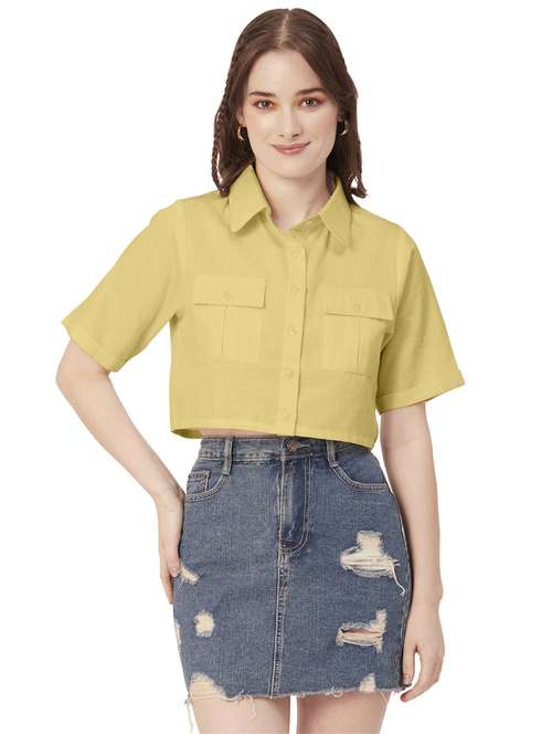 yellow cotton crop shirt - 20031251 -  Standard Image - 0