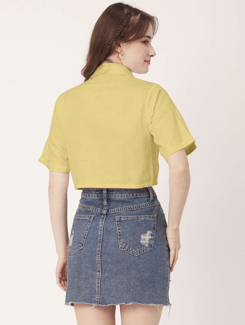yellow cotton crop shirt - 20031251 - Standard Image - 3