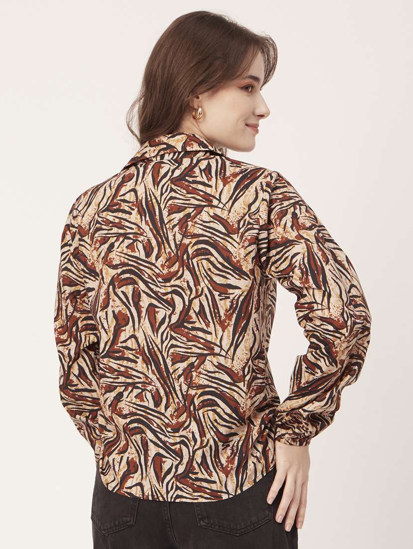 beige cotton blend crop shirt - 20031254 -  Standard Image - 3