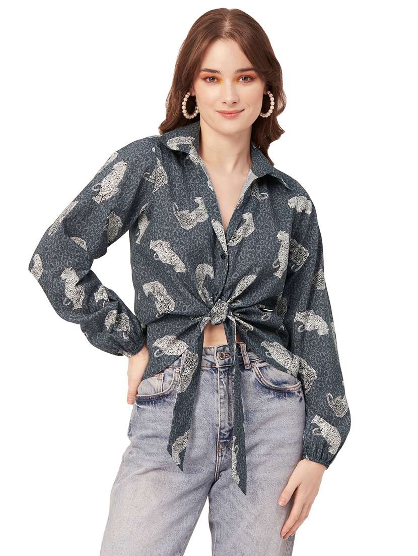 steel cotton blend crop shirt