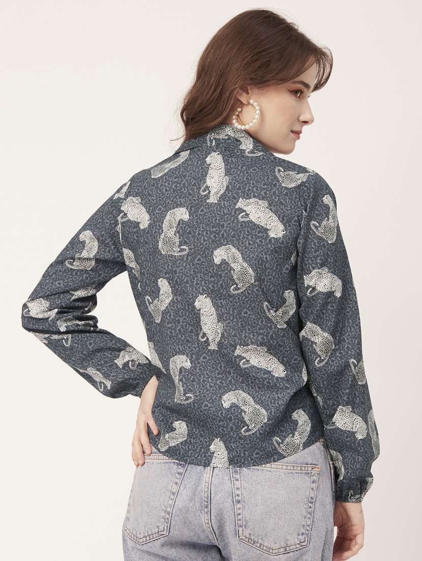 Steel Cotton Blend Crop Shirt - 20031255 -  Standard Image - 3