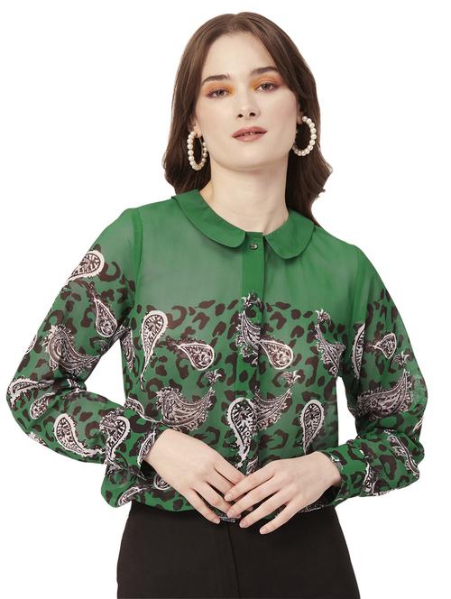 peter pan neck printed shirt - 20031260 -  Standard Image - 0