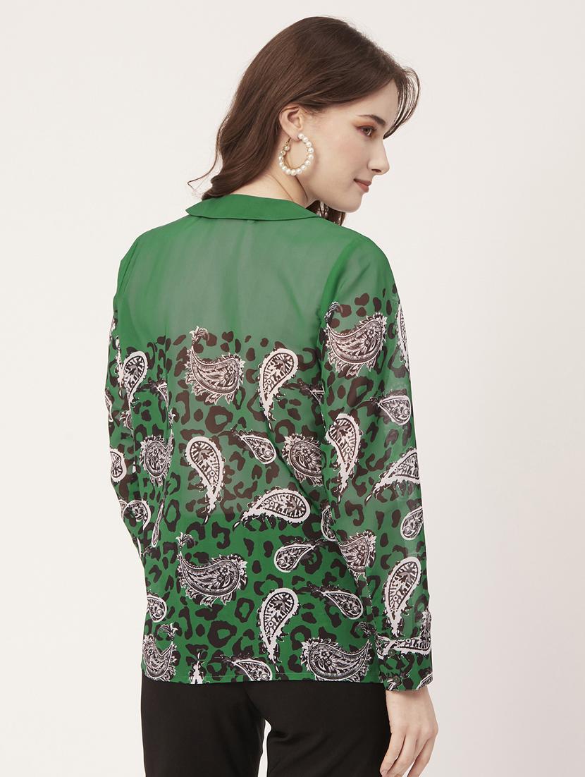 peter pan neck printed shirt - 20031260 - Standard Image - 3