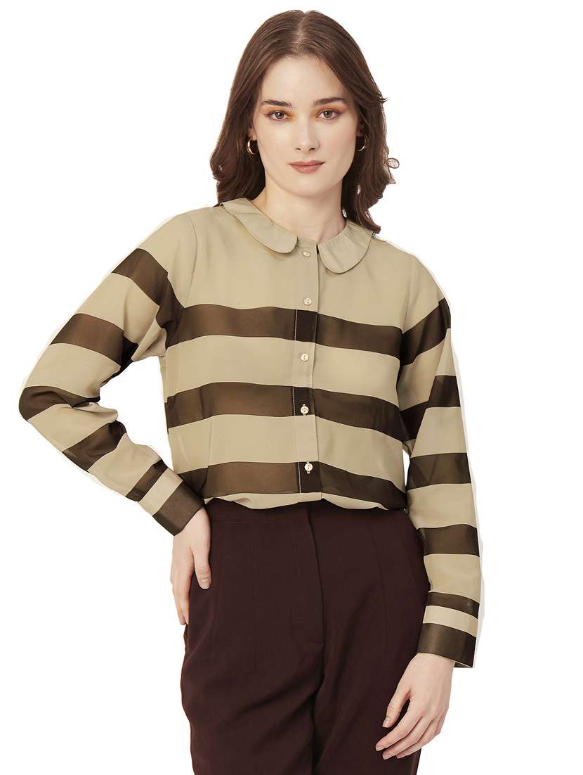 peter pan neck printed shirt - 20031264 -  Zoom Image - 0