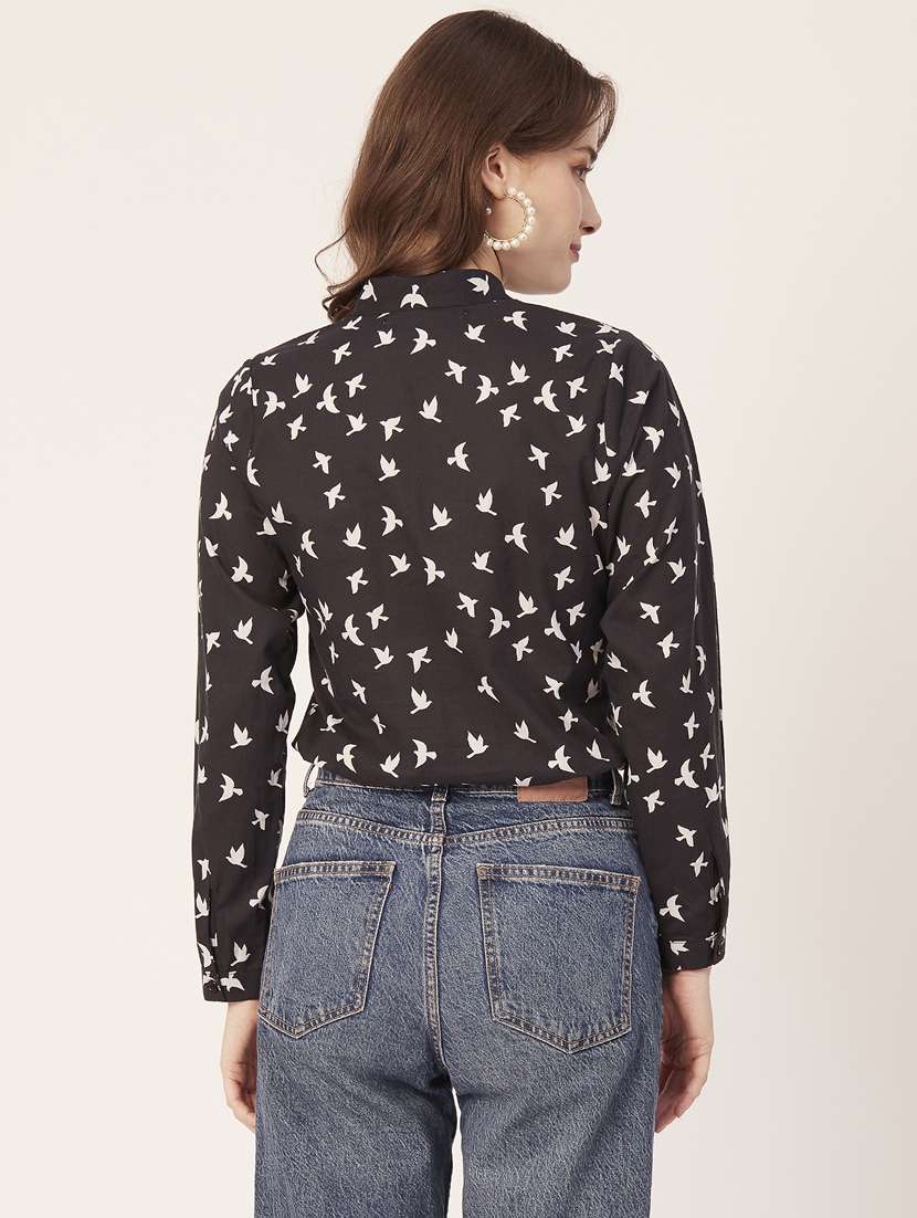 mandarin neck printed shirt - 20031270 - Standard Image - 3