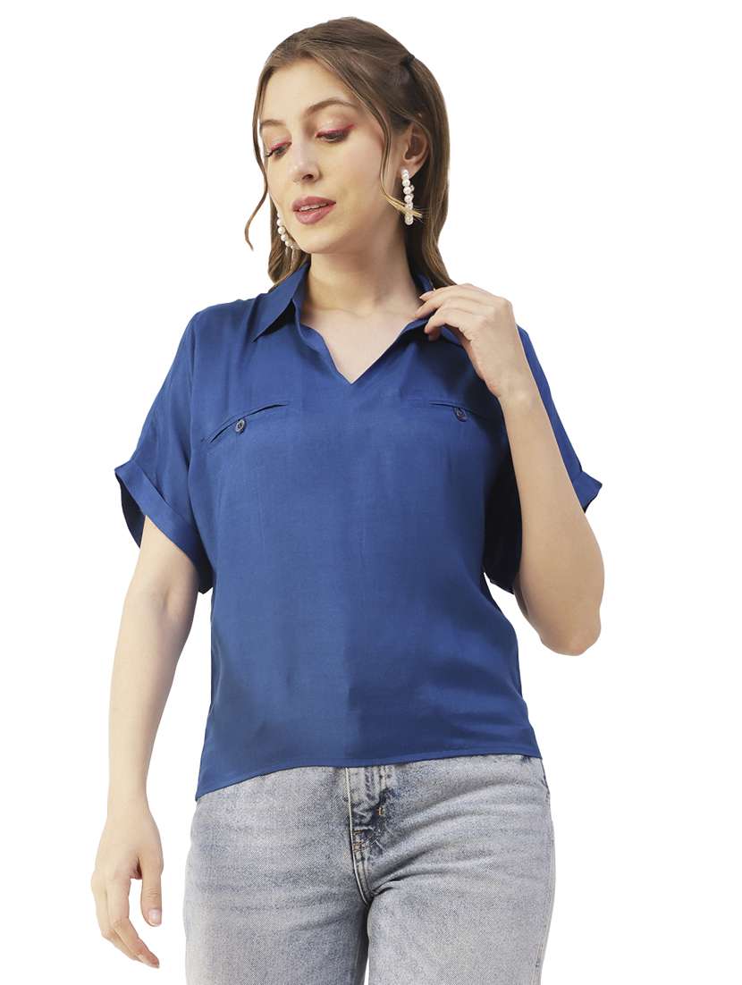 women's straight collared top