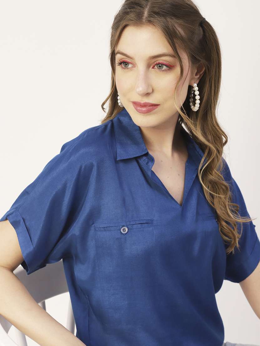 women's straight collared top - 20031274 -  Standard Image - 3