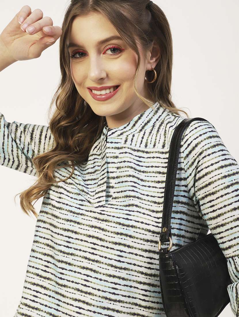 women's straight mandarin neck top - 20031276 -  Standard Image - 3