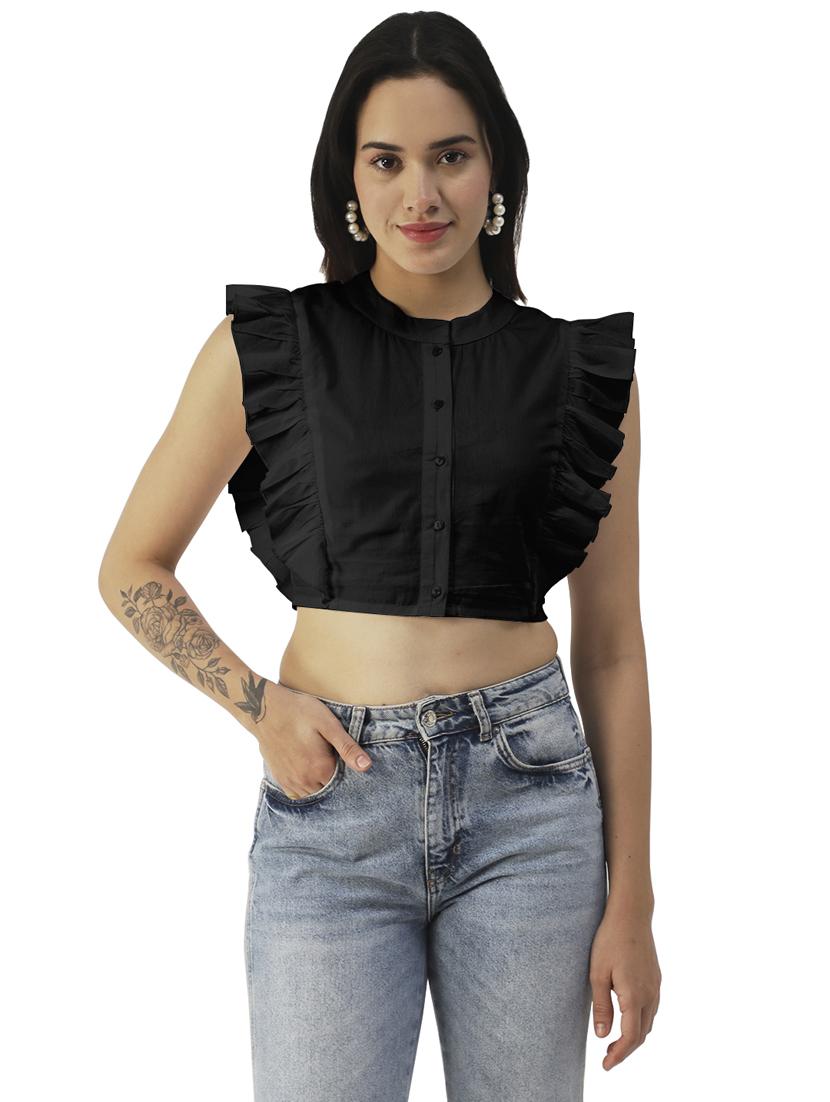 women's crop crew neck top - 20031296 - Zoom Image - 0
