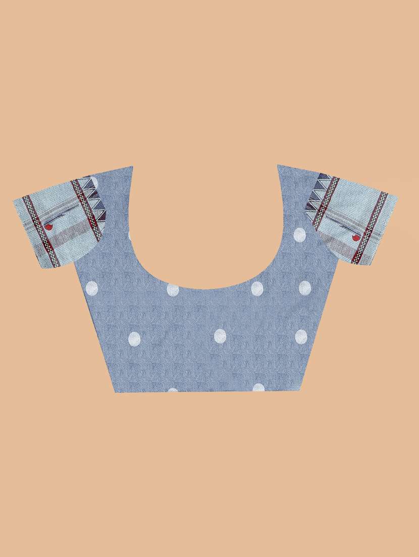 blue cotton silk paithani saree with blouse - 20031363 -  Standard Image - 3