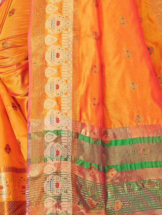 women's self design orange colored saree with blouse - 20031453 - Standard Image - 3