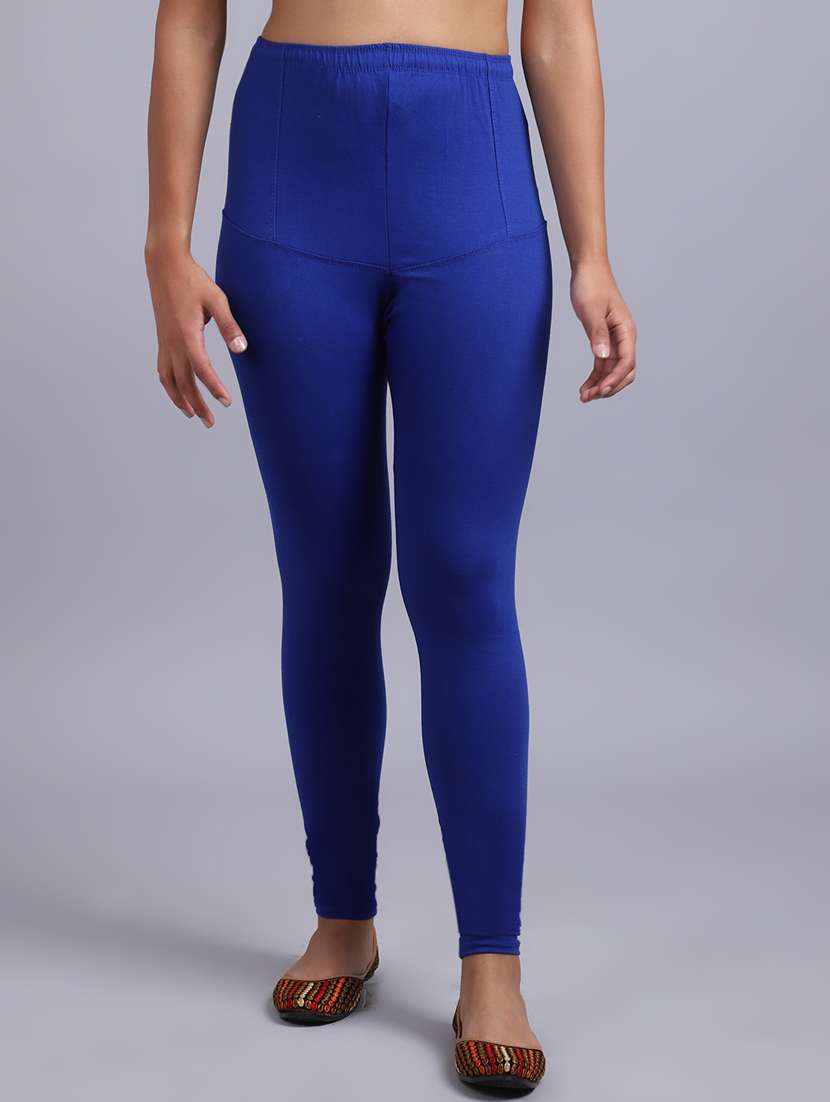 blue cotton lycra leggings