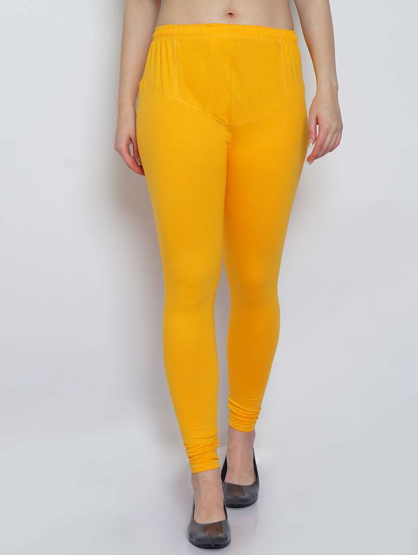 yellow cotton lycra leggings - 20031651 -  Zoom Image - 0