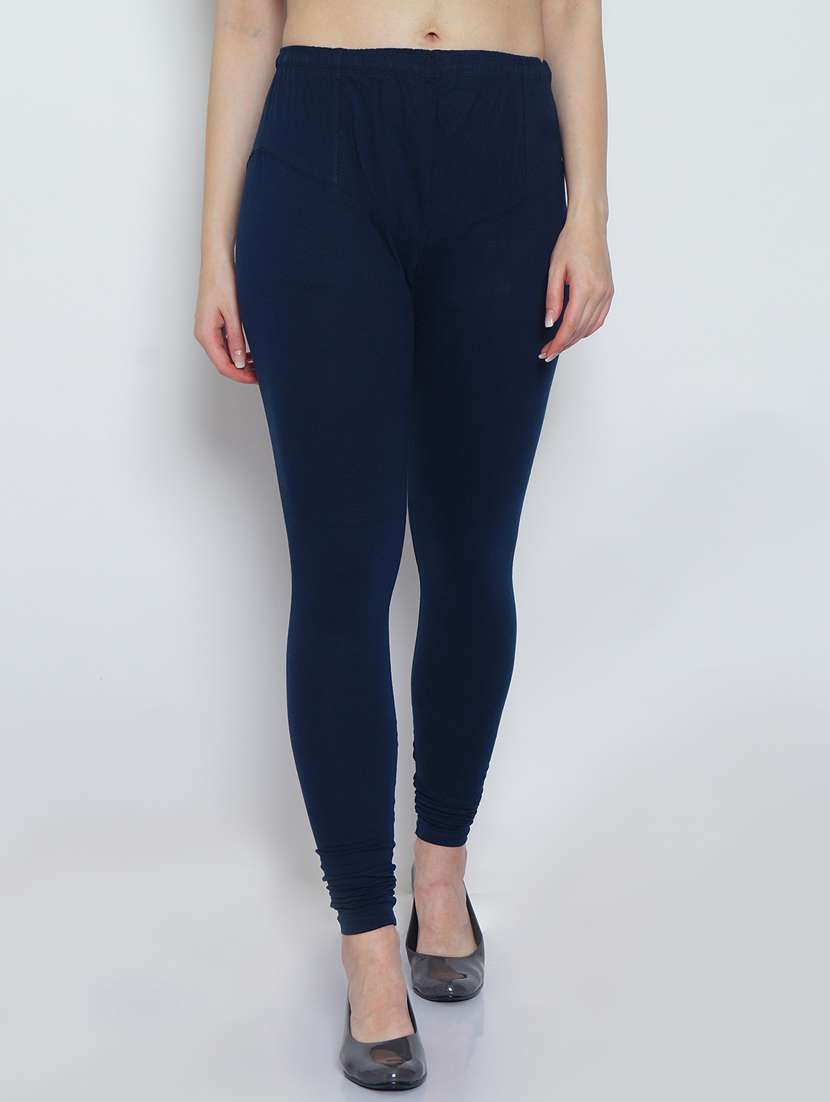 navy blue cotton lycra leggings - 20031657 -  Zoom Image - 0