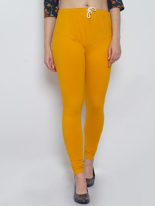 yellow cotton lycra leggings - 20031659 - Standard Image - 0