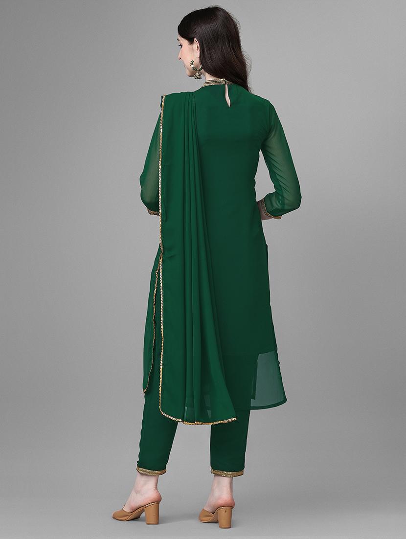 green self design kurta pant set with dupatta - 20031750 - Standard Image - 3
