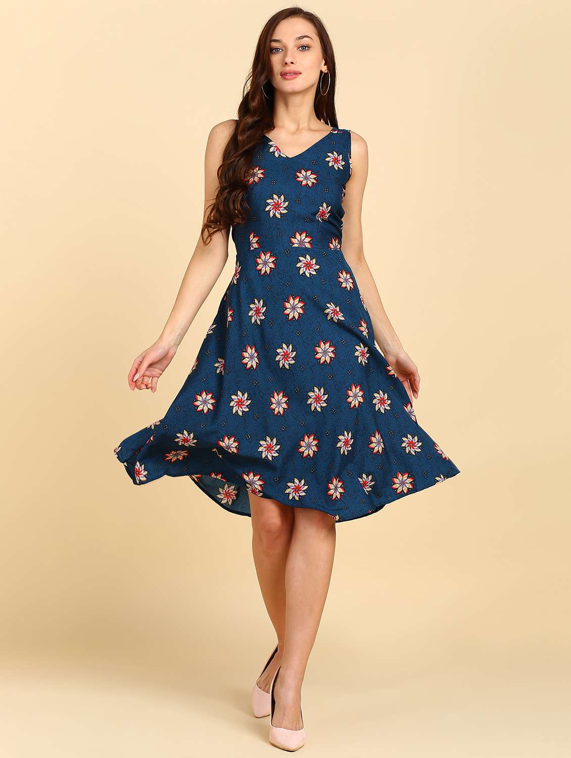 Buy online Women's Fit & Flare Floral Dress from western wear for Women