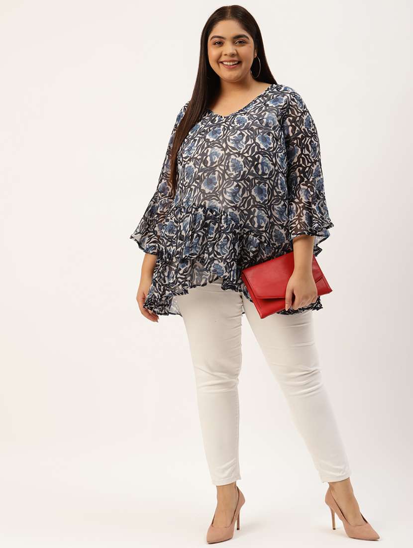 women's asymmetric v neck top - 20033412 - Standard Image - 3