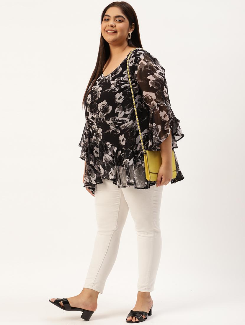 women's ruffle v neck top - 20033413 - Standard Image - 3