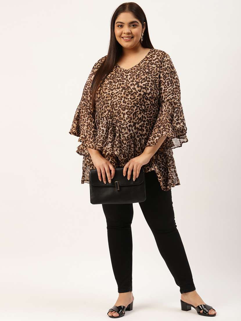 women's ruffle v neck top - 20033414 -  Standard Image - 3