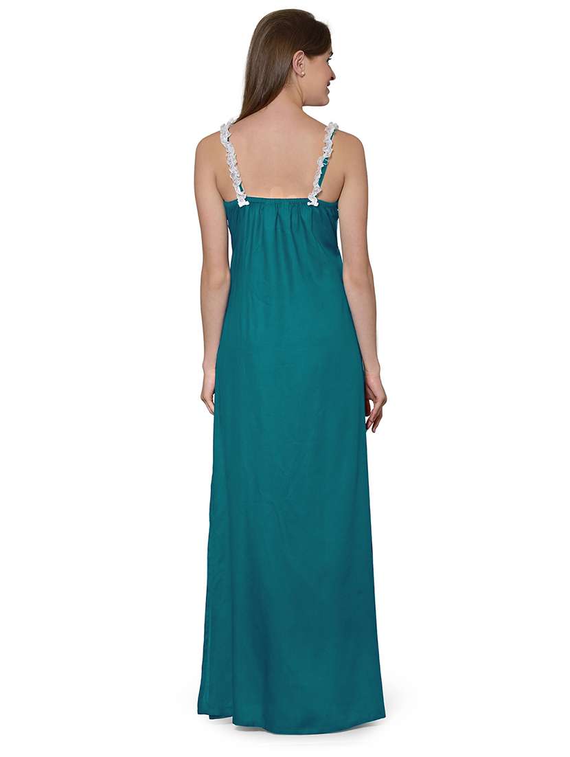 v-neck solid nighty - 20033430 -  Standard Image - 3