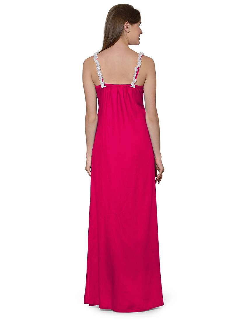 v-neck solid nighty - 20033431 -  Standard Image - 3