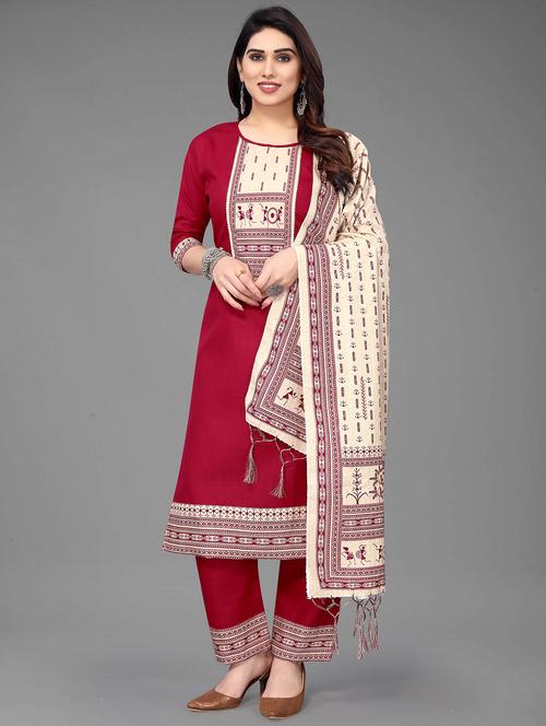 printed kurta pant set with dupatta - 20035331 - Standard Image - 0