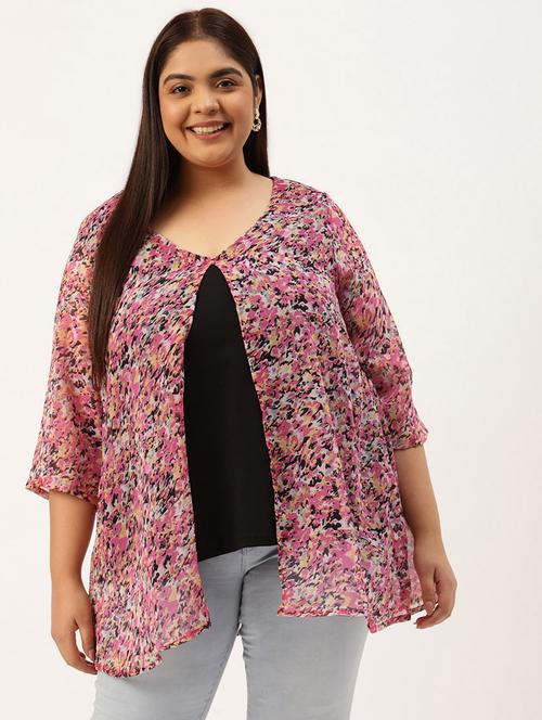 women's layered v neck top - 20036291 - Standard Image - 0