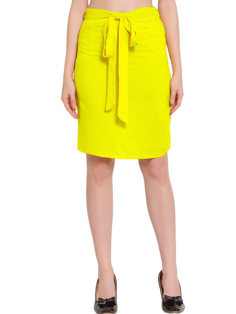 yellow solids pencil skirt - 20036669 - Zoom Image - 0