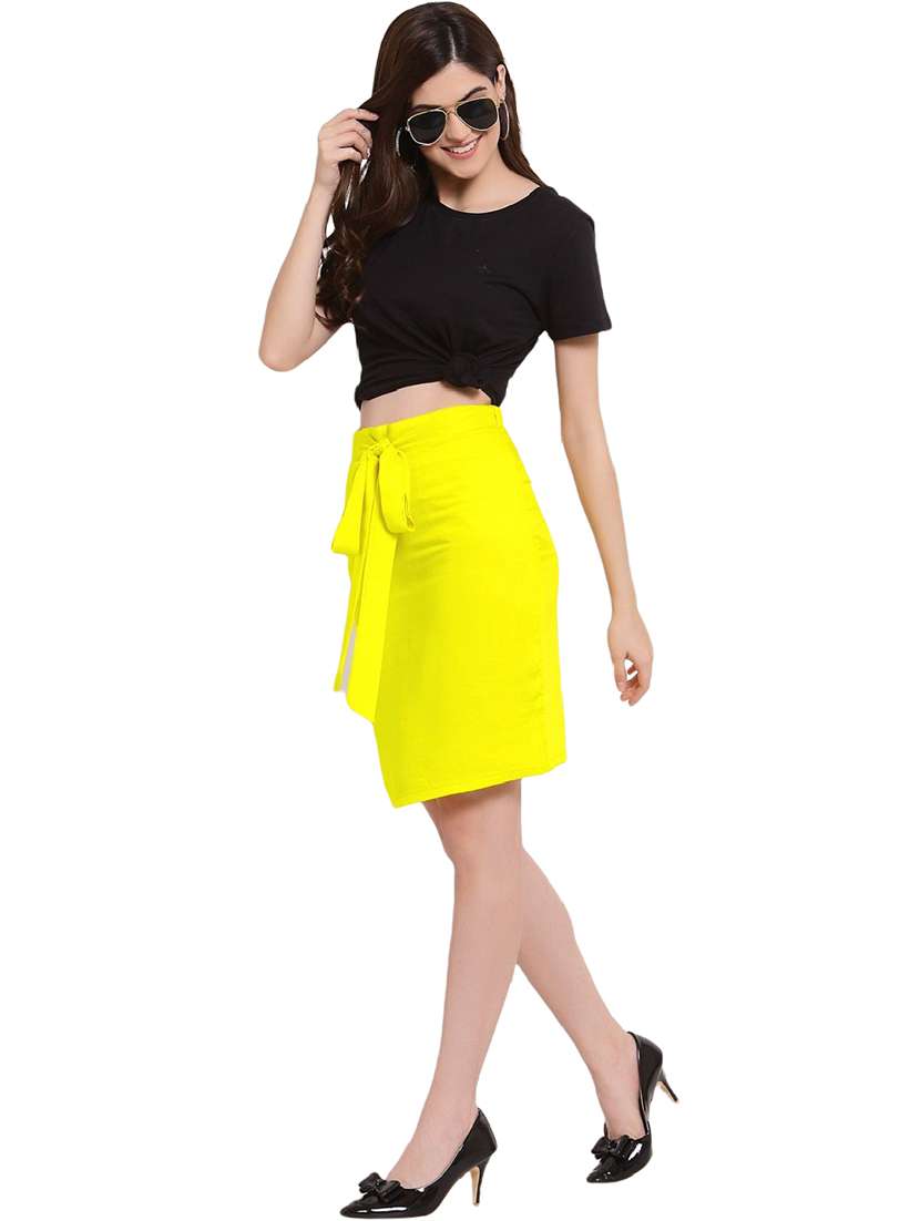 yellow solids pencil skirt - 20036669 - Standard Image - 3