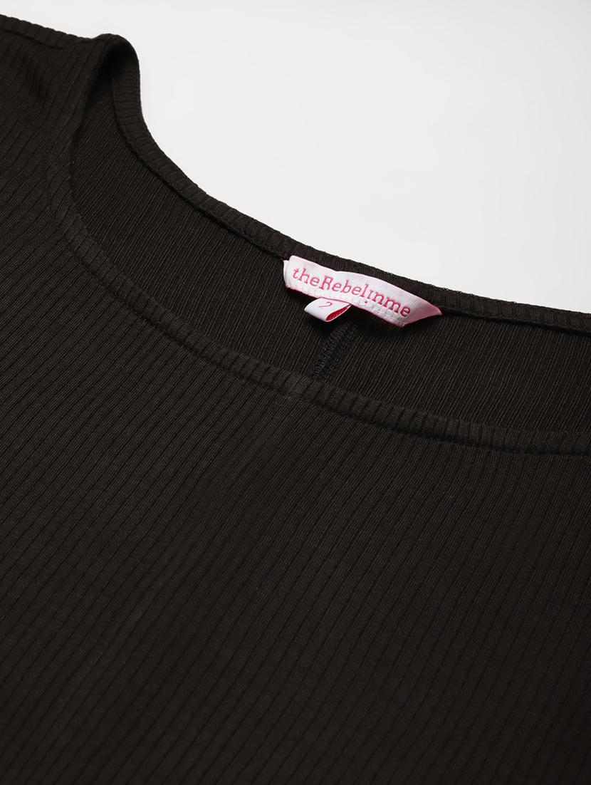 women's straight round neck top - 20038356 - Standard Image - 3