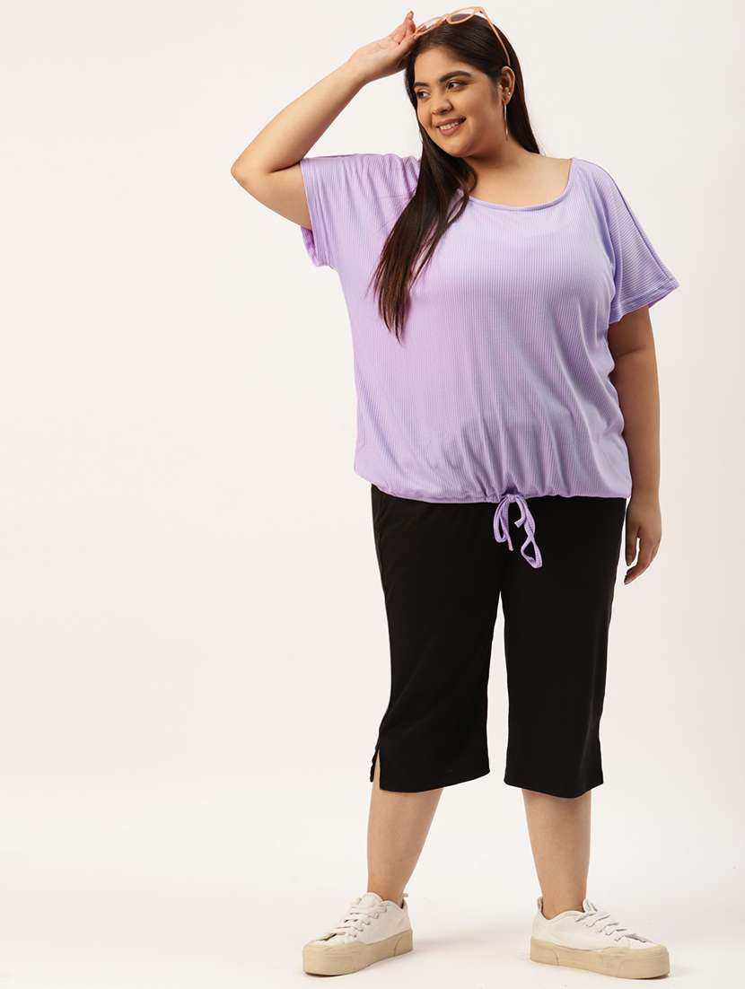 women's straight round neck top - 20038357 - Standard Image - 3