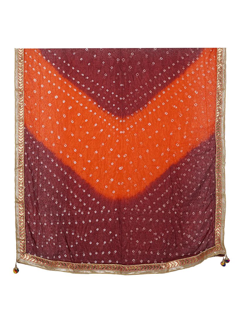 gota attached bandhani dupatta - 20038368 - Standard Image - 3