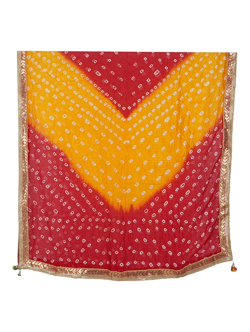 gota attached bandhani dupatta - 20038371 - Standard Image - 3