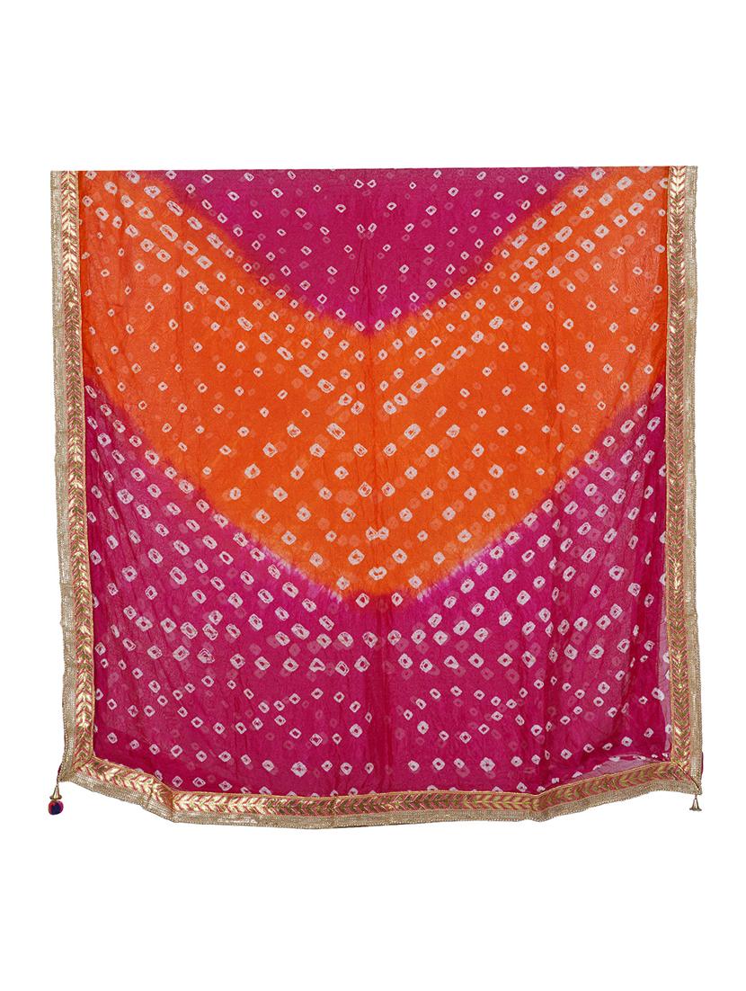gota attached bandhani dupatta - 20038372 - Standard Image - 3