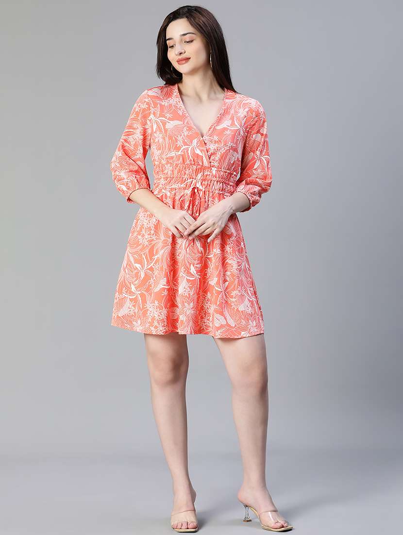 women's fit & flare leaf print dress - 20038643 -  Standard Image - 3