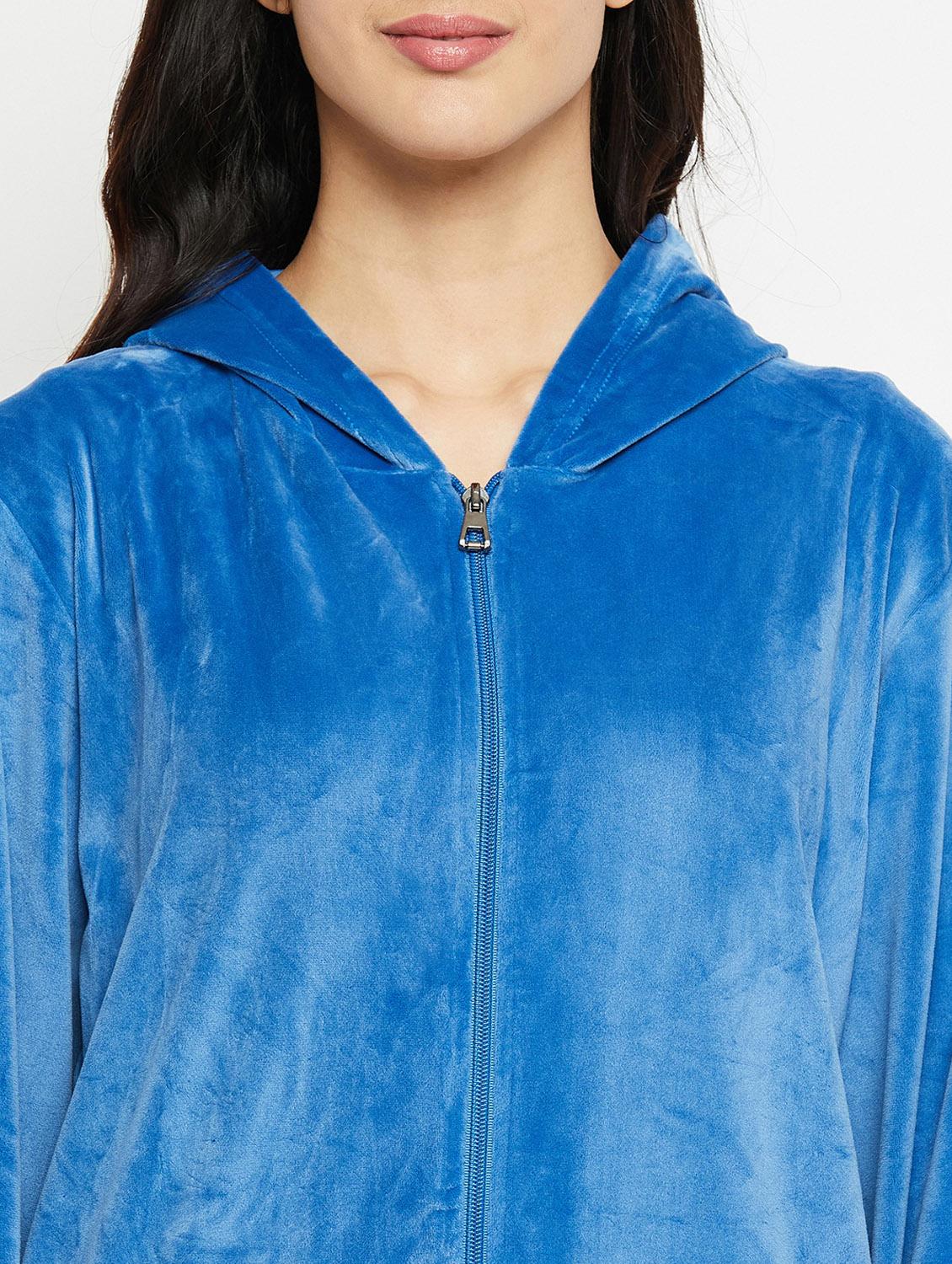 women hooded neck solid nightwear suit - 20038852 - Standard Image - 5