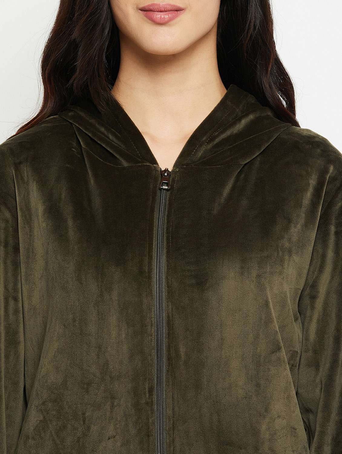 hooded neck solid nightwear suit - 20038853 - Standard Image - 5