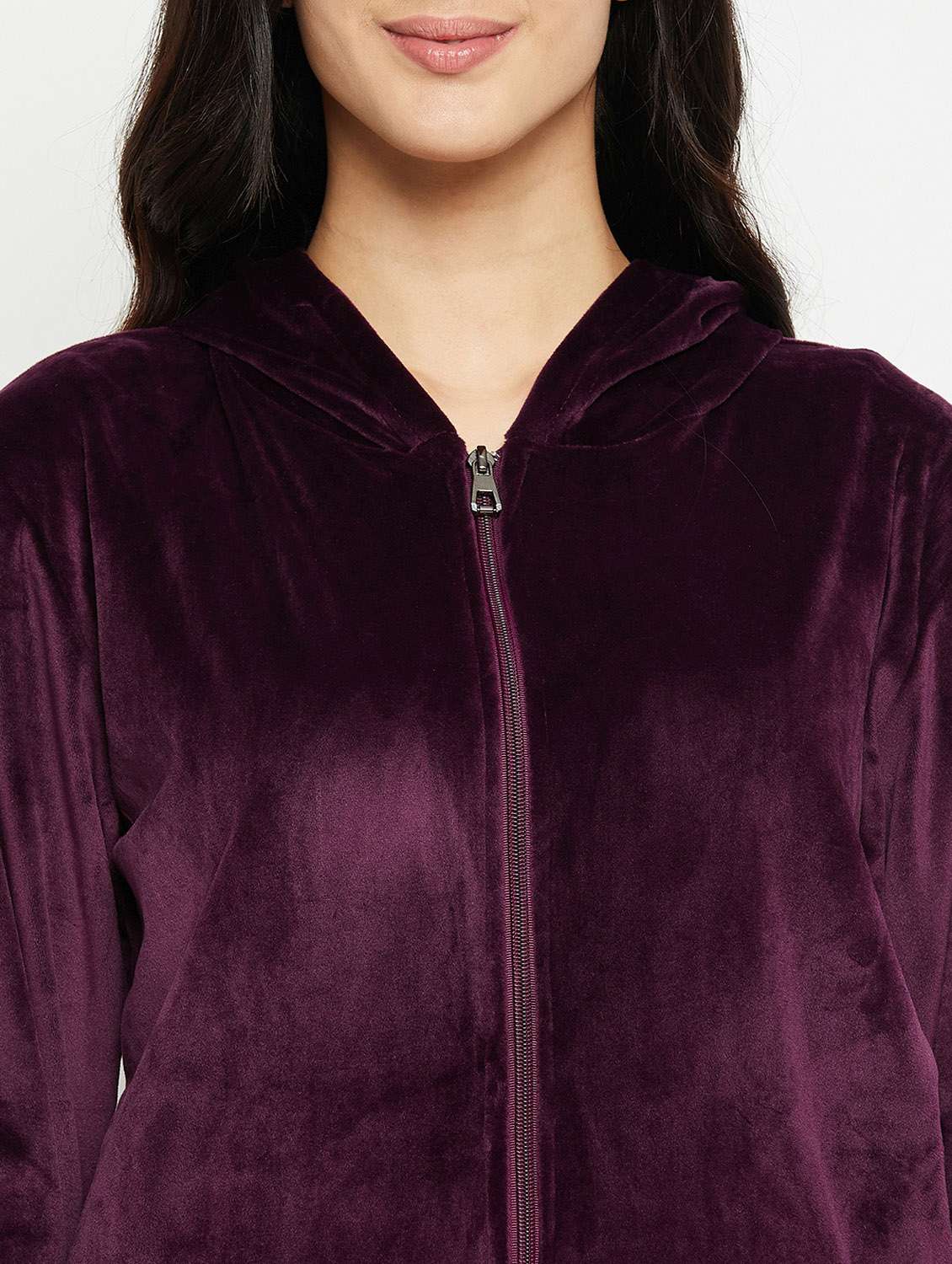 women hooded neck solid nightwear suit - 20038855 -  Standard Image - 5