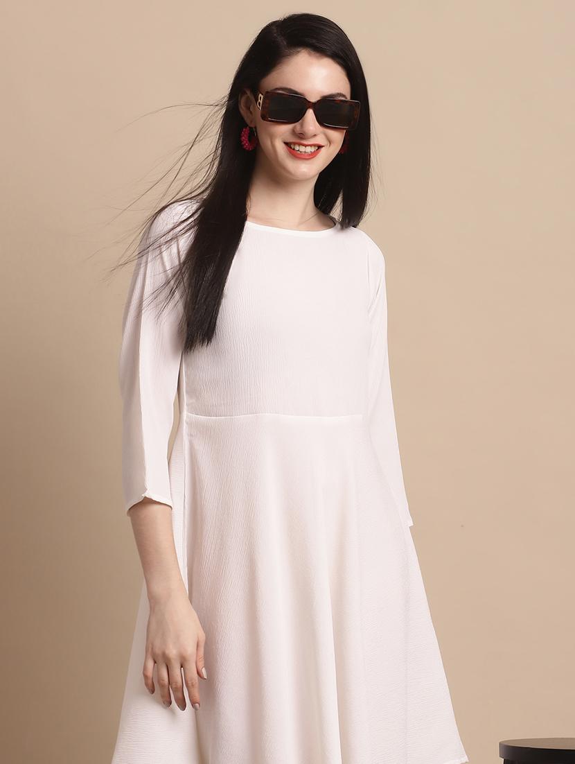 women's fit & flare solid dress - 20038861 - Standard Image - 3